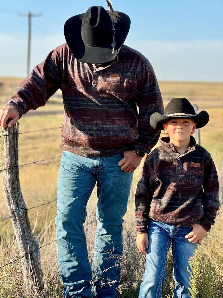 Ky Boy's Brown & Red Fleece Pullover by Cinch