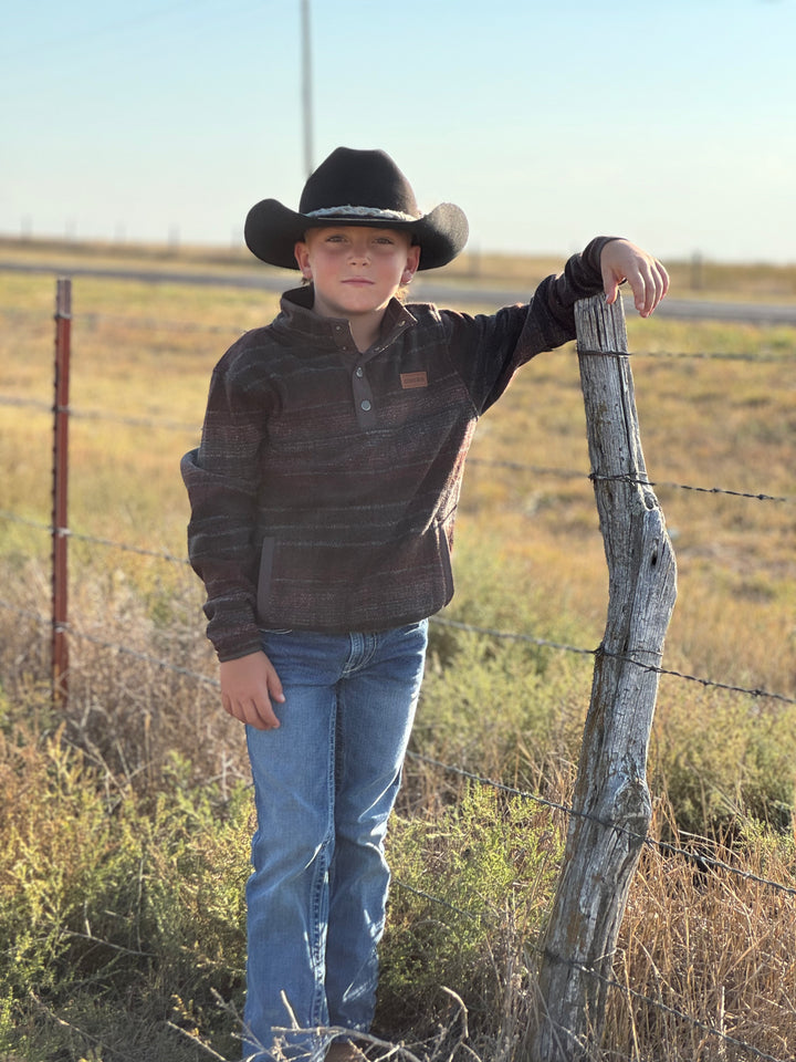 Ky Boy's Brown & Red Fleece Pullover by Cinch