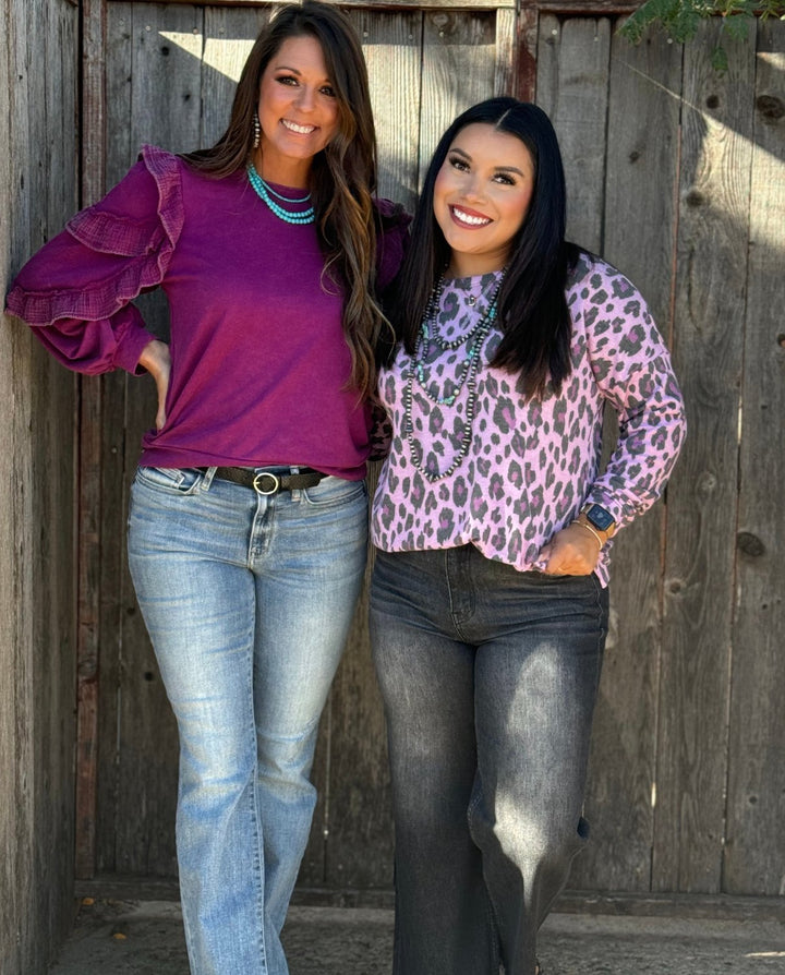 Tatum Purple Leopard Long Sleeve Top