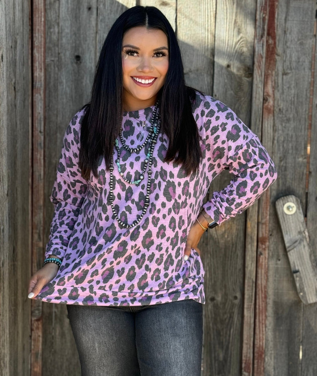 Tatum Purple Leopard Long Sleeve Top