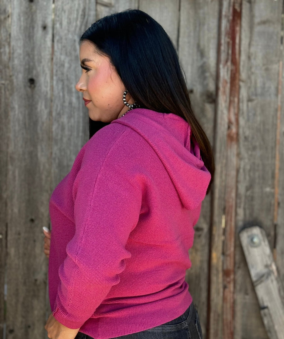 Sally Magenta Knit Hooded Pullover