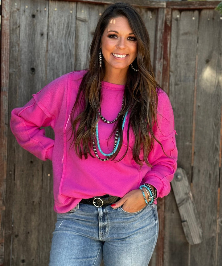 Paxton Pink Casual Fleece Pullover