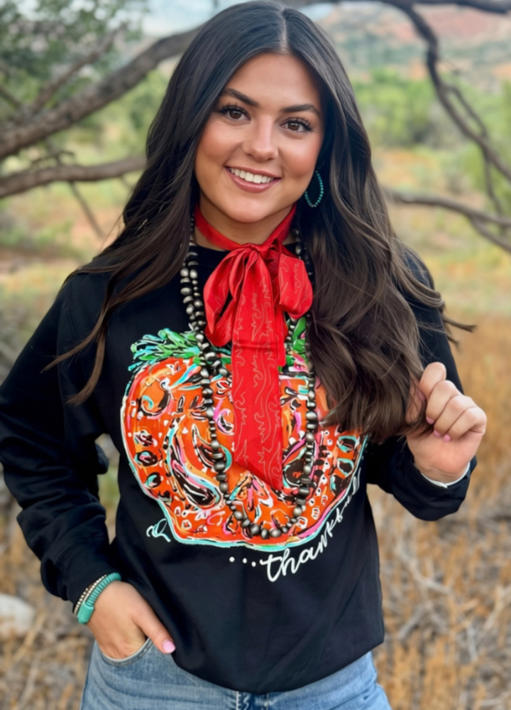 Callie's Thankful Pumpkin Graphic Tee by Texas True Threads