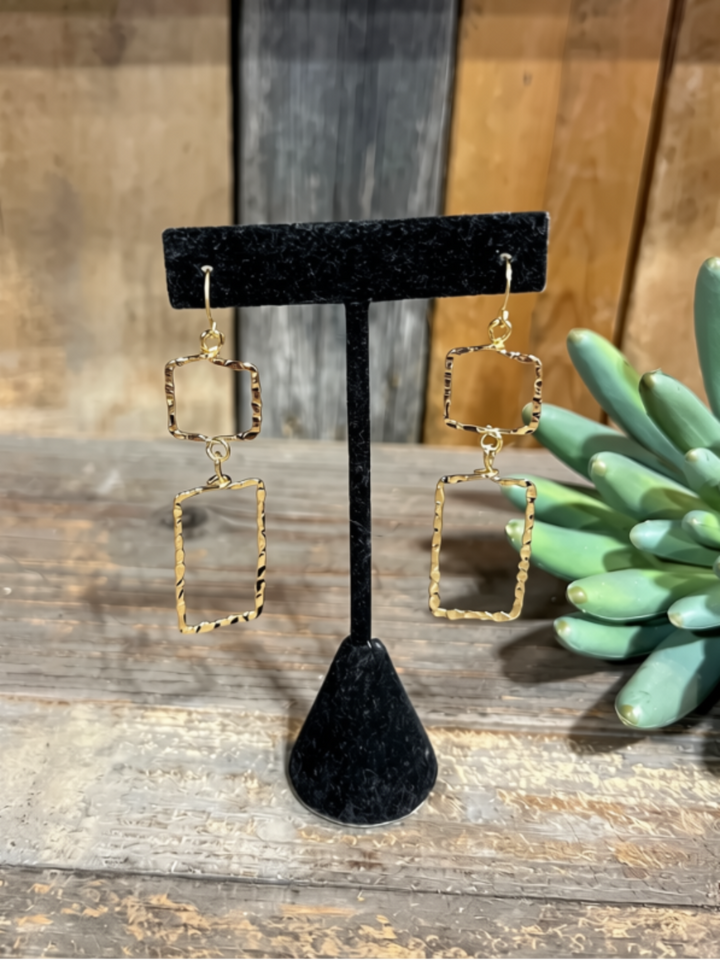 Duo Rectangle Linked Earrings