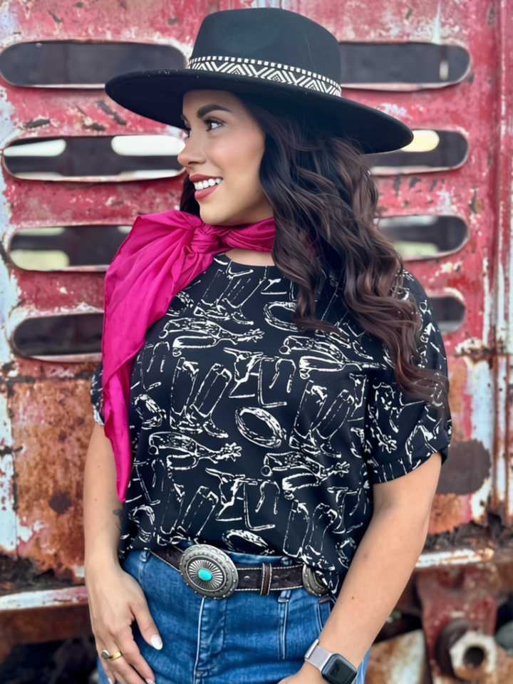 Boots & Spurs Black Tee