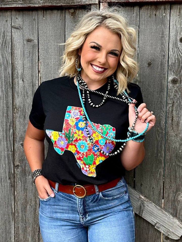 Barb's Floral Texas Graphic Tee by Texas True Threads