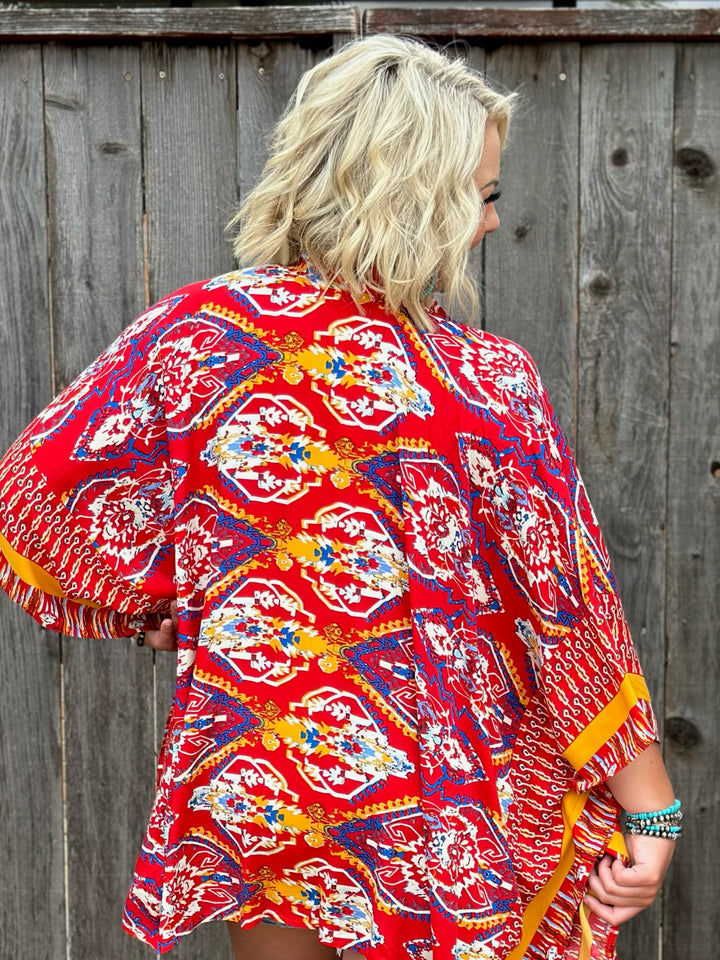 Red Mae Kimono by Texas True Threads