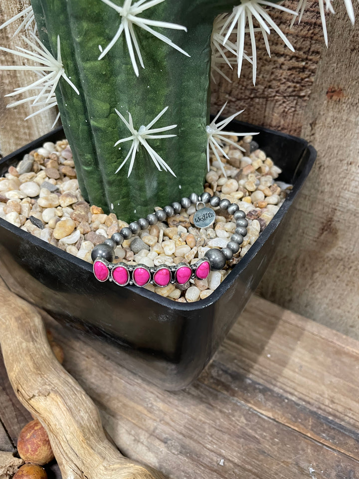 Arcadia Faux Navajo Pearls with Pink Stones Bracelet