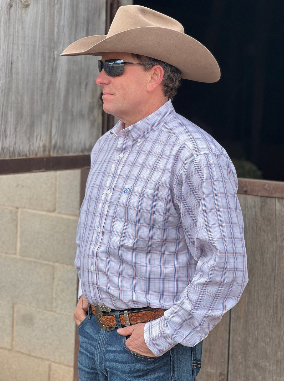 Travis Slate Blue Pearl Snap Shirt by GameGuard Blue / XL at Horse Creek Boutique