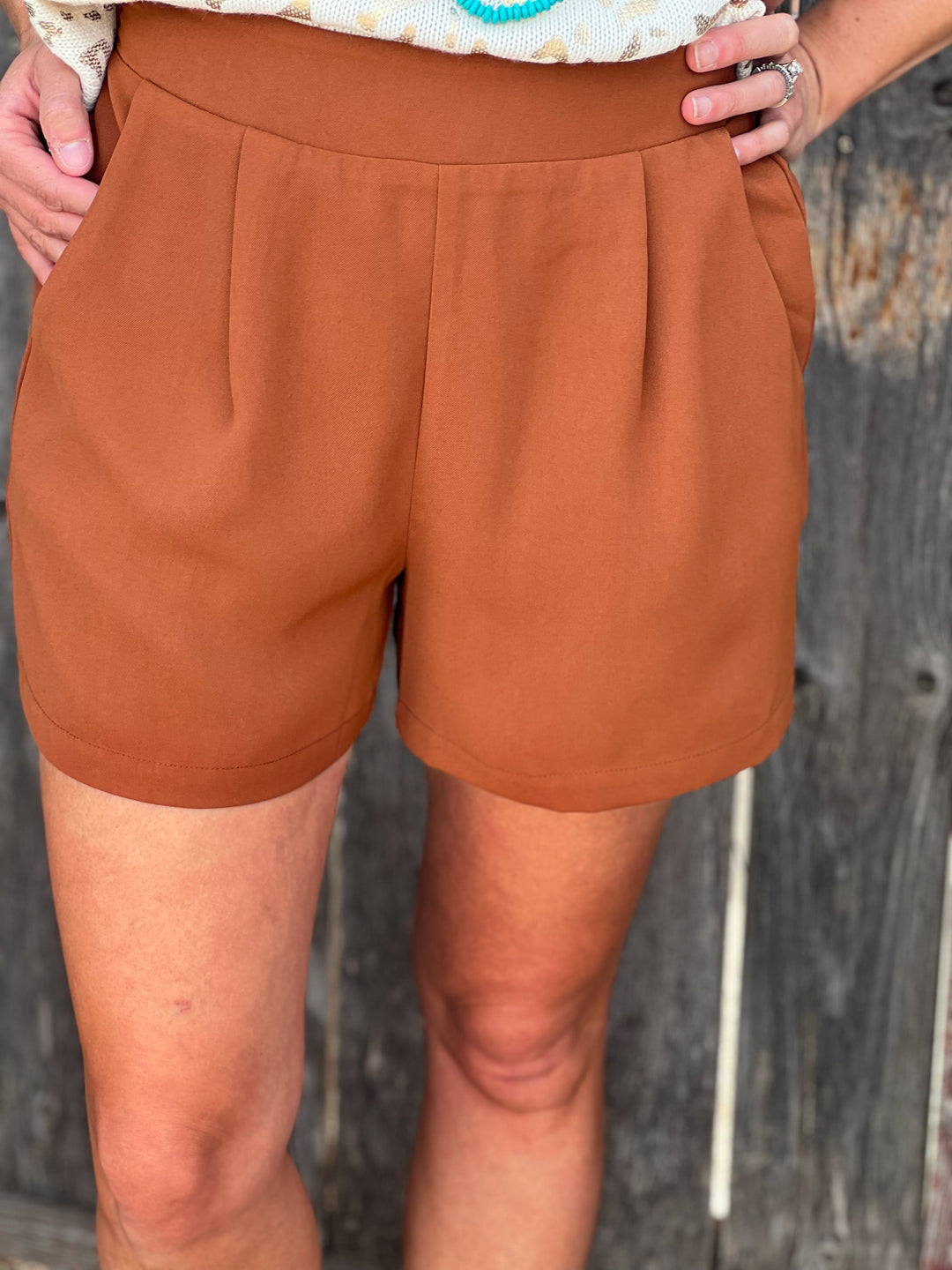 Karen Toffee Pleated Shorts