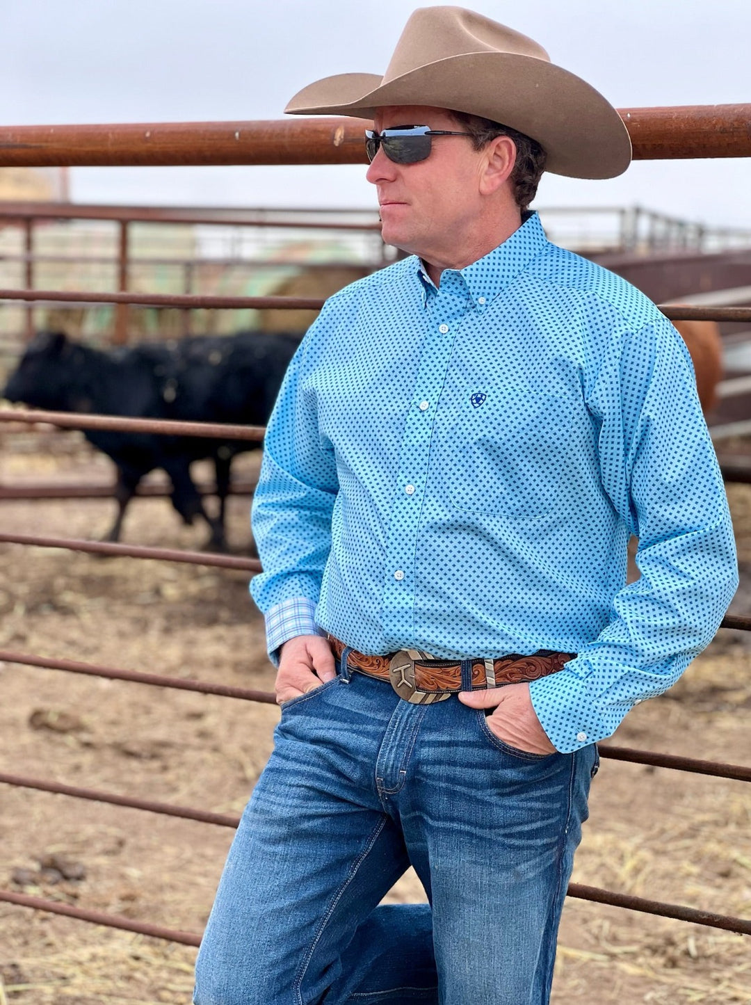 Ricky Light Blue Long Sleeve Classic Fit Shirt by Ariat