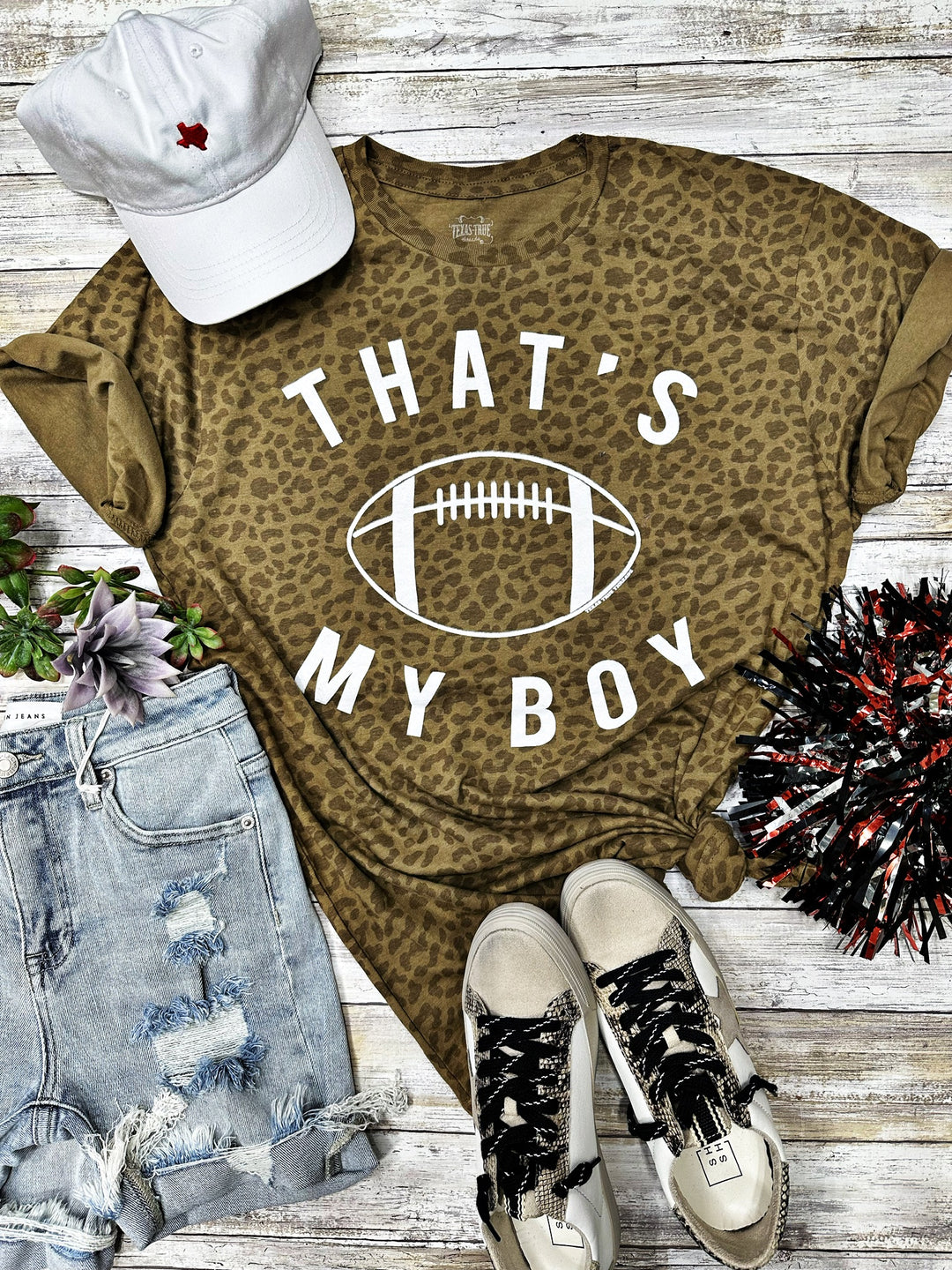 That's My Boy Natural Leopard Graphic Tee by Texas True Threads