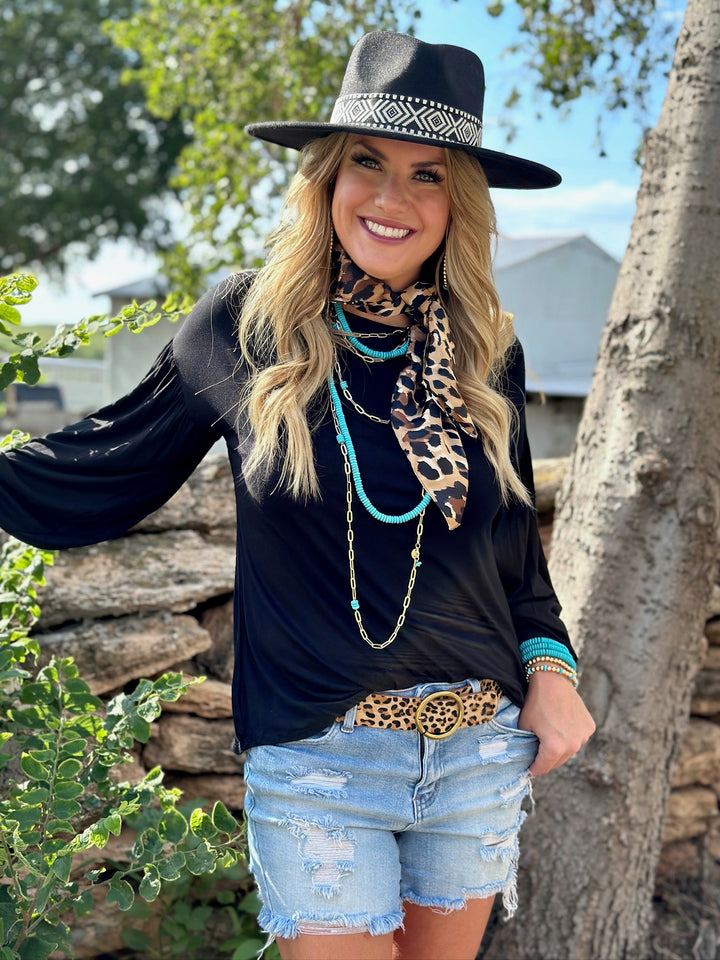 Kandi Bubble Sleeve Top by Texas True Threads