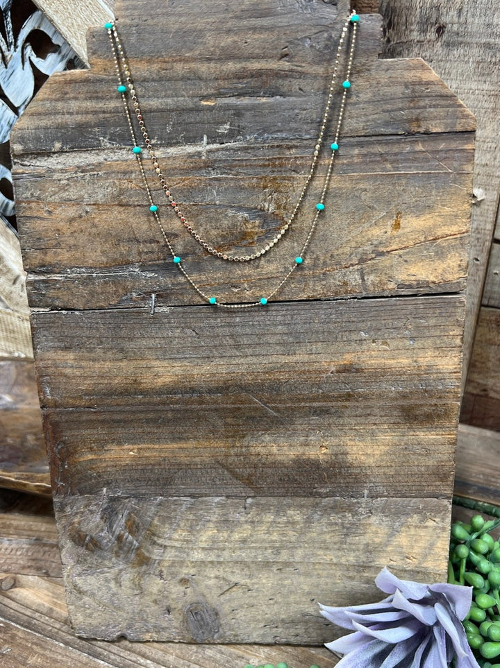 Fella Gold & Turquoise Dainty Layered Necklace
