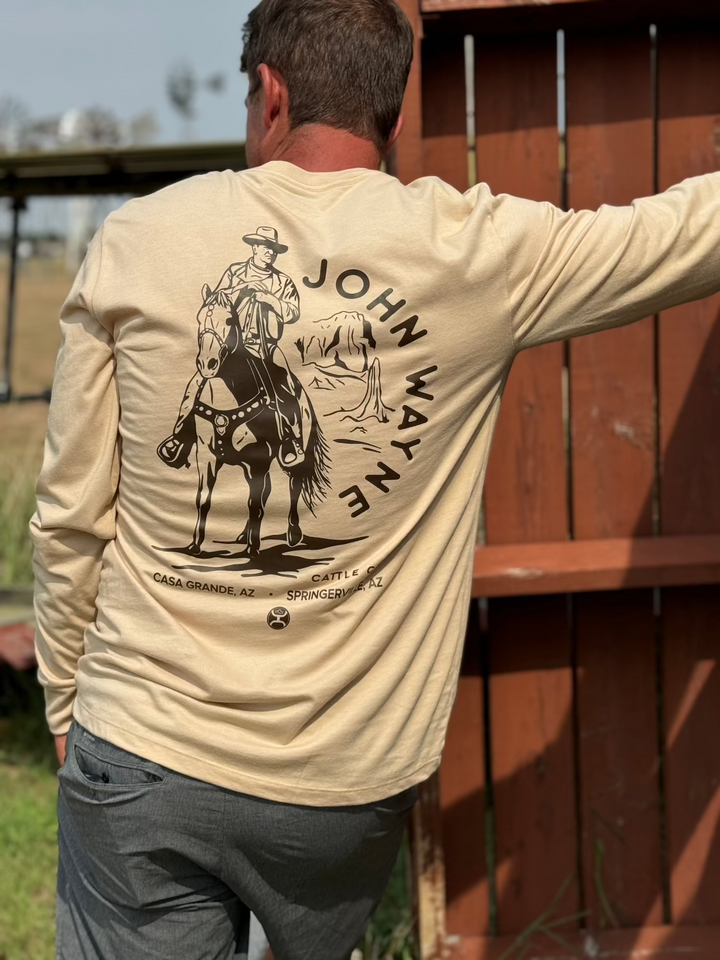 John Wayne Tan Long Sleeve Tee by Hooey