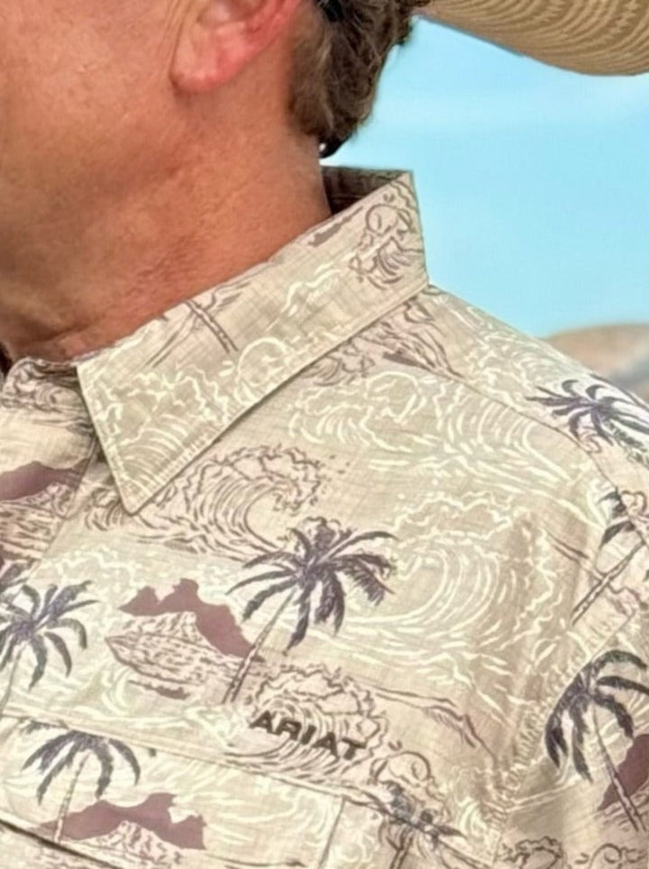 Kent Tan Tropical Print VentTEK Outbound Classic Fit Shirt by Ariat
