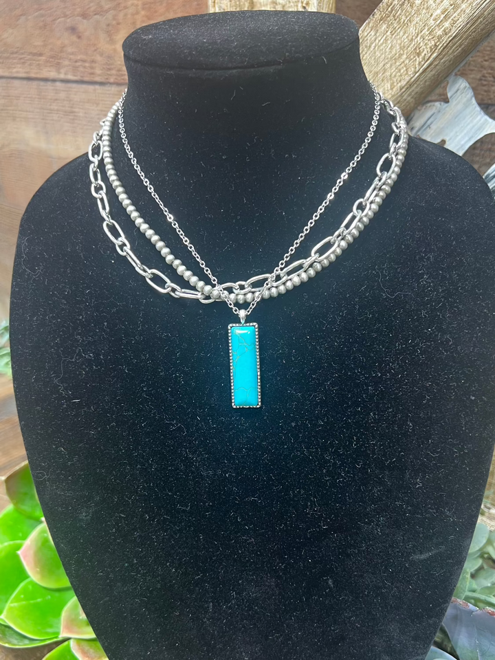 Wagoner Layered Necklace with Turquoise Pendant