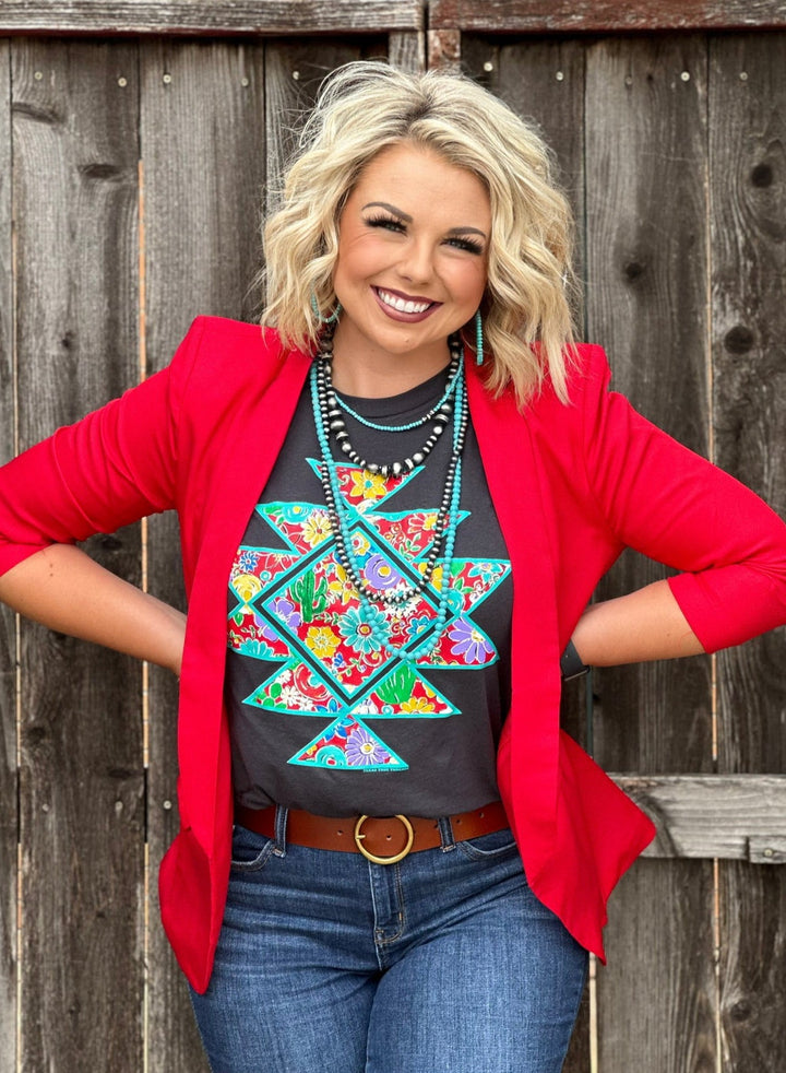Barb's Floral Aztec Graphic Tee by Texas True Threads