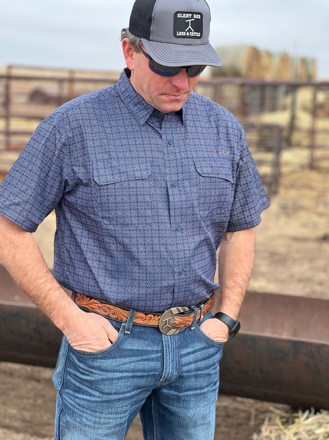 Travis Slate Blue Pearl Snap Shirt by GameGuard Blue / XL at Horse Creek Boutique