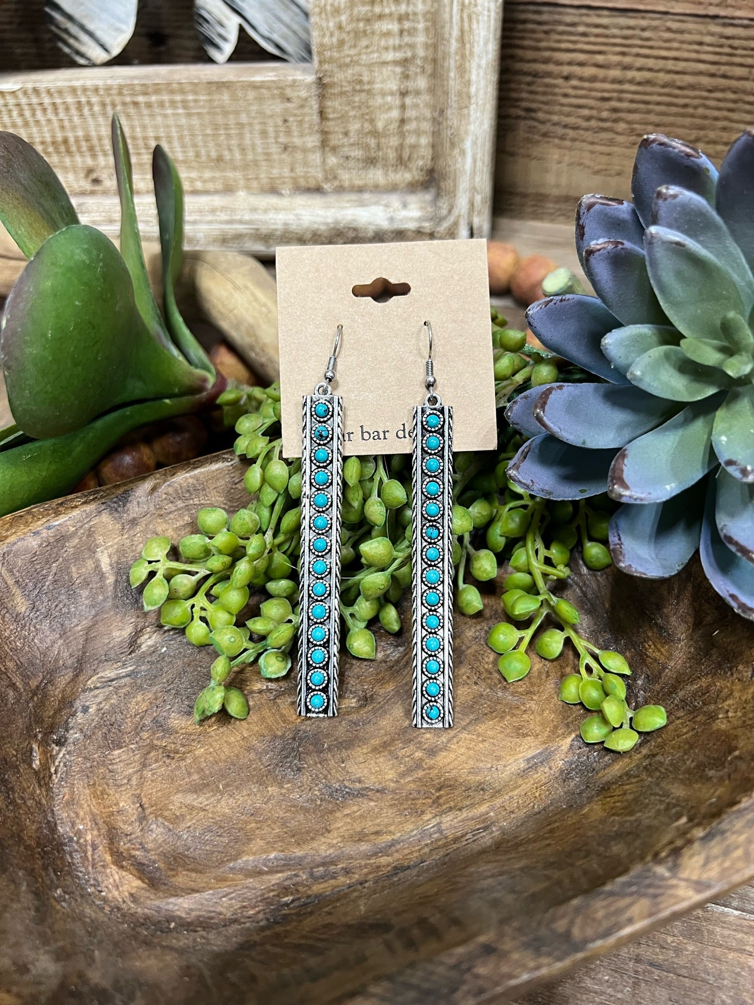 Turquoise deals bar earrings