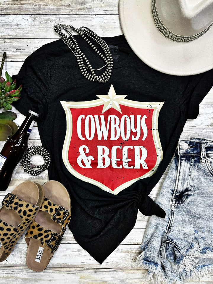 Cowboys & Beer Charblack Graphic Tee by Texas True Threads