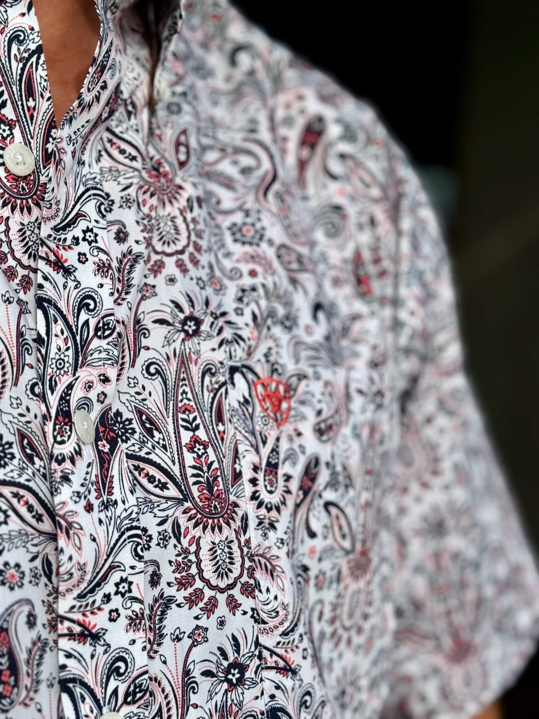 Whitaker Navy & Coral Paisley Wrinkle Free Shirt by Ariat