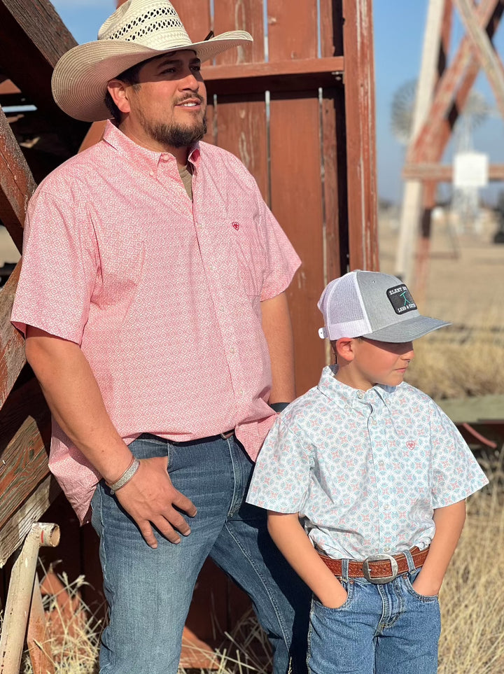 Kai Turquoise and Coral Boys Classic Fit Shirt by Ariat
