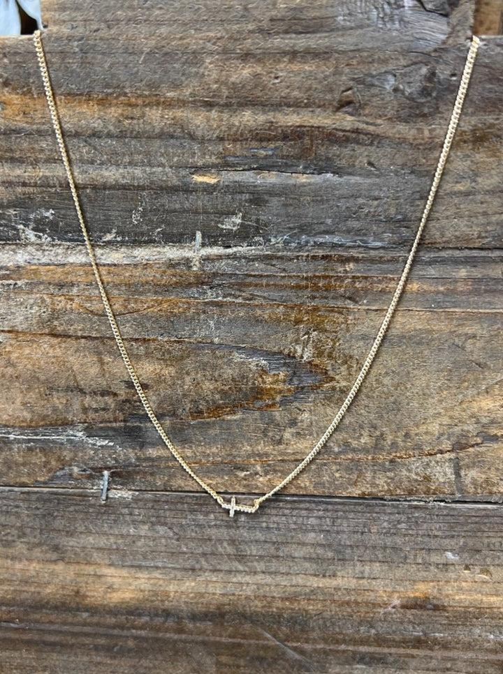 Zion Gold Sideways Cross Necklace