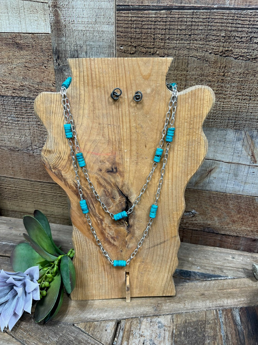 Tacoma Silver and Turquoise Chain Necklace