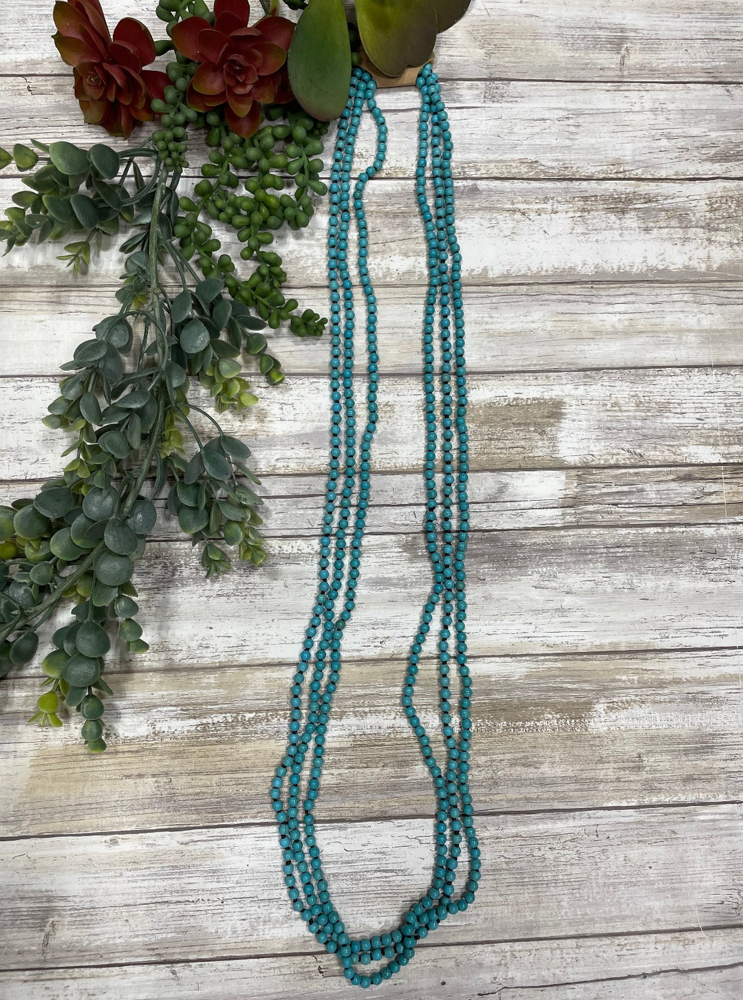 Gordon Turquoise Triple Strand Long Necklace