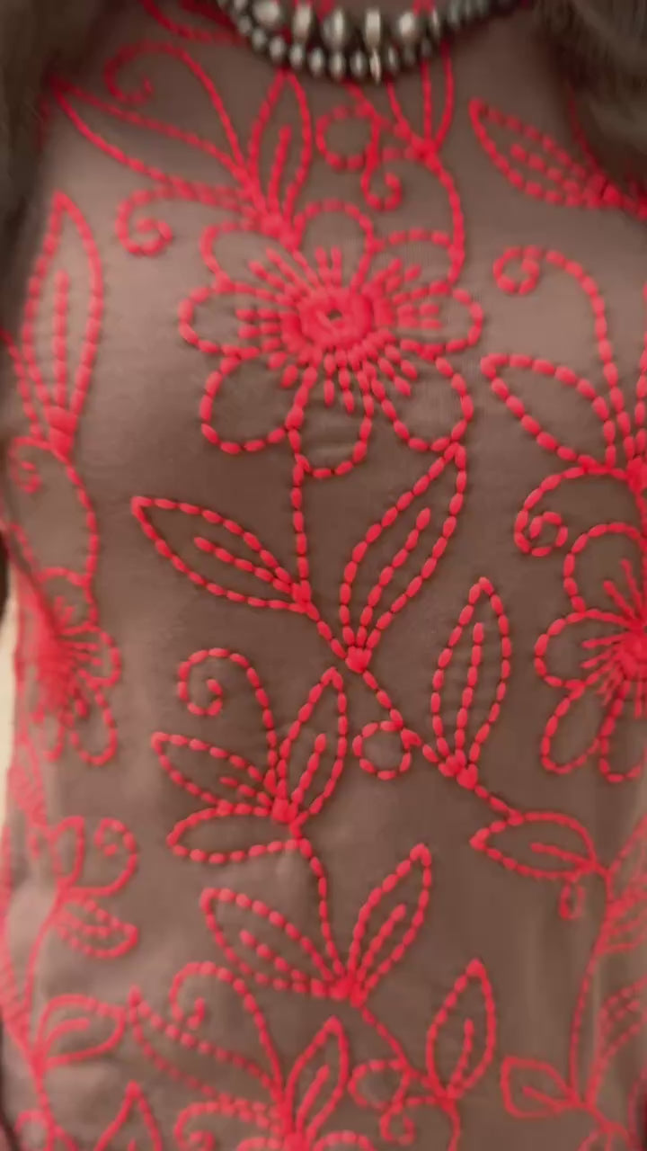 Floral Vines Rust Top by Ivy Jane