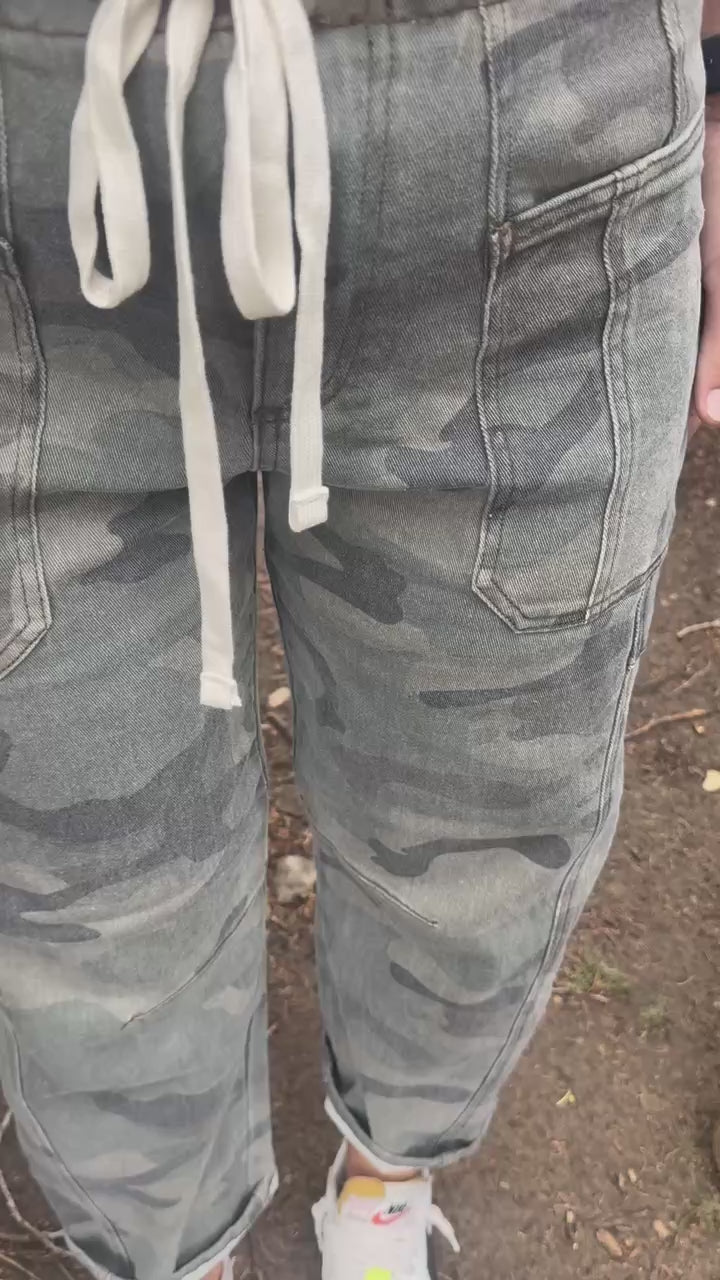 Kayla Drawstring Camo Jean by Risen