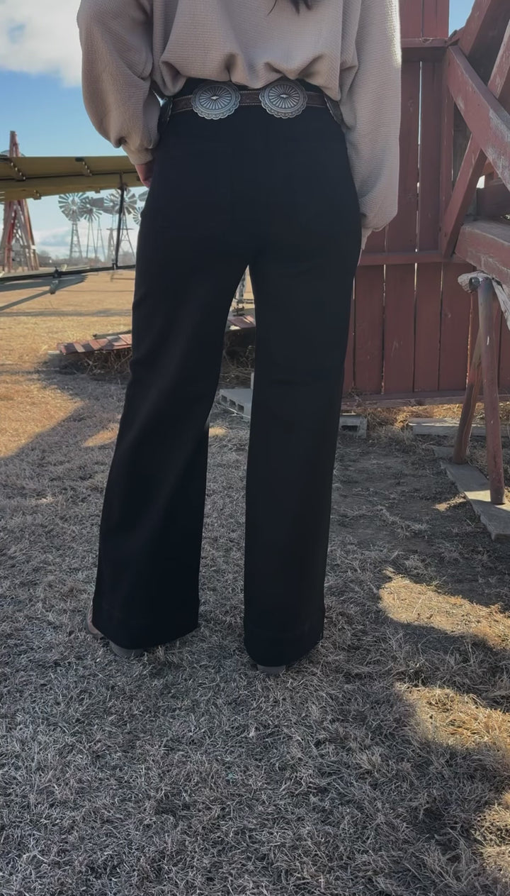 Natalia Black Wide Leg Jean by Risen