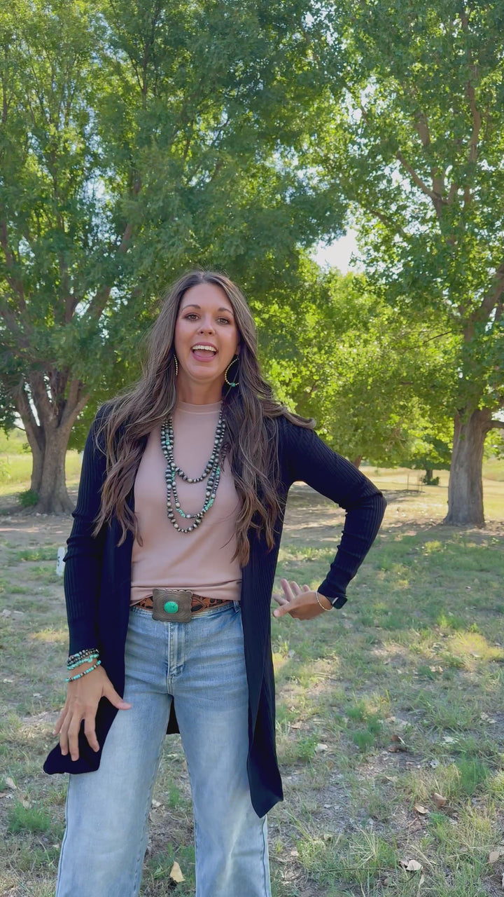 Brynn Black Ribbed Cardigan