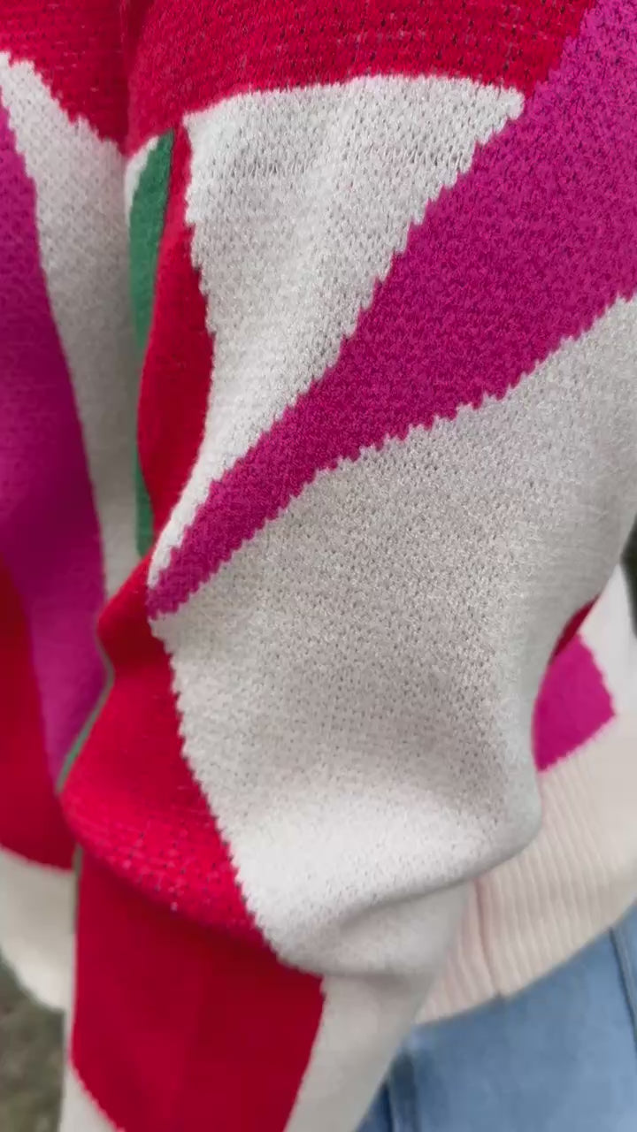 Festive Abstract Knit Sweater