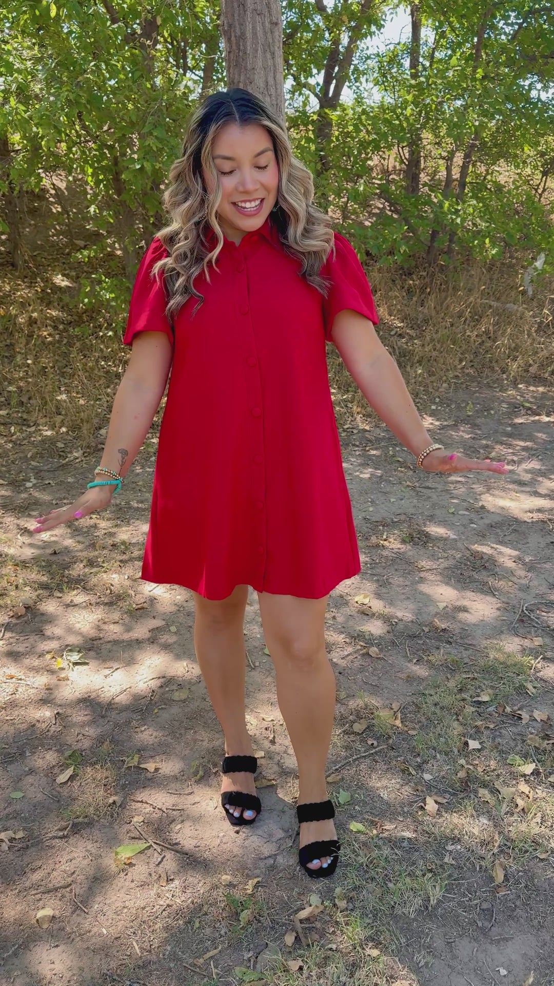 Lana Red Button Down Dress