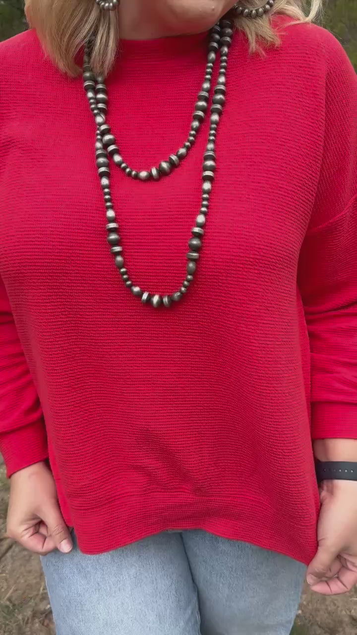 Under the Mistletoe Red Textured Top