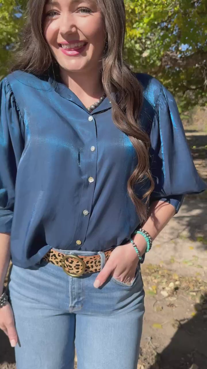 Mona Blue Button Up Top