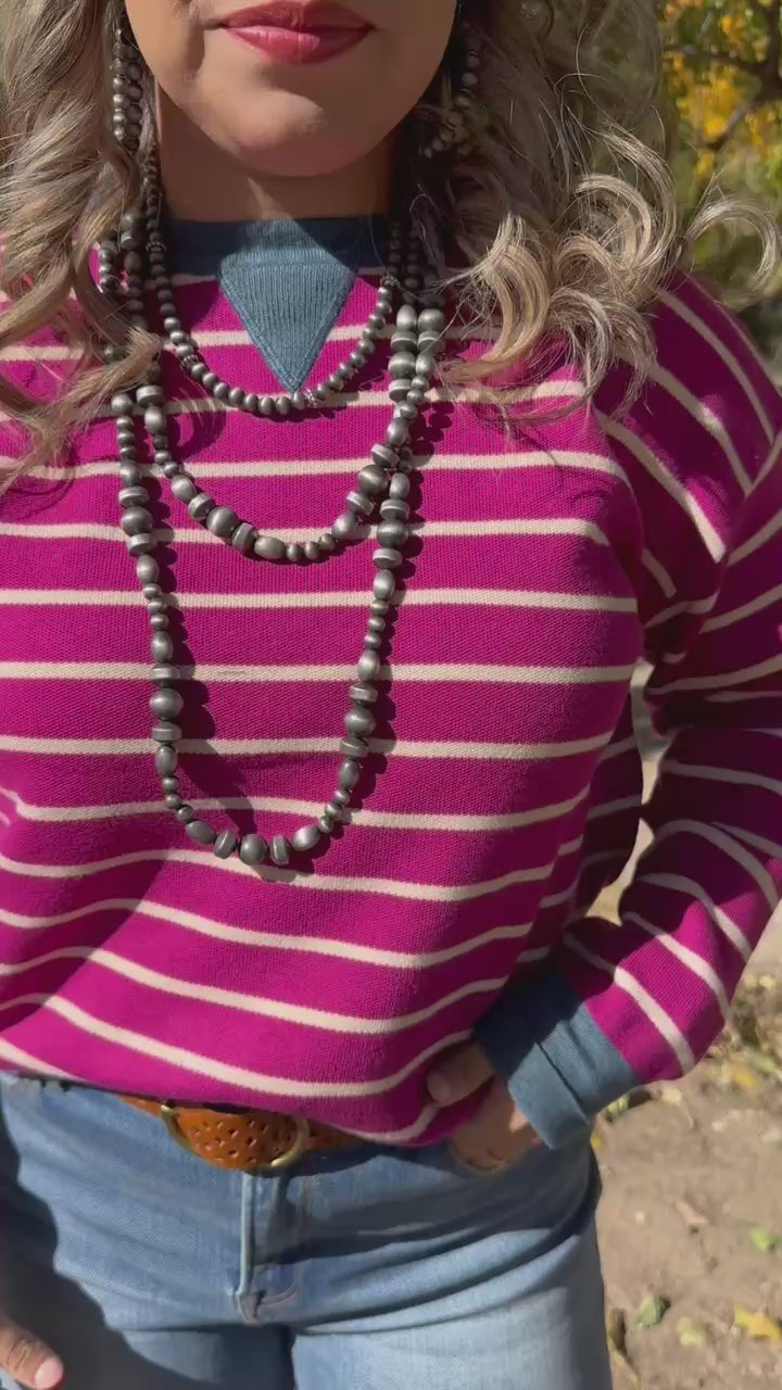 Layla Plum Striped Top