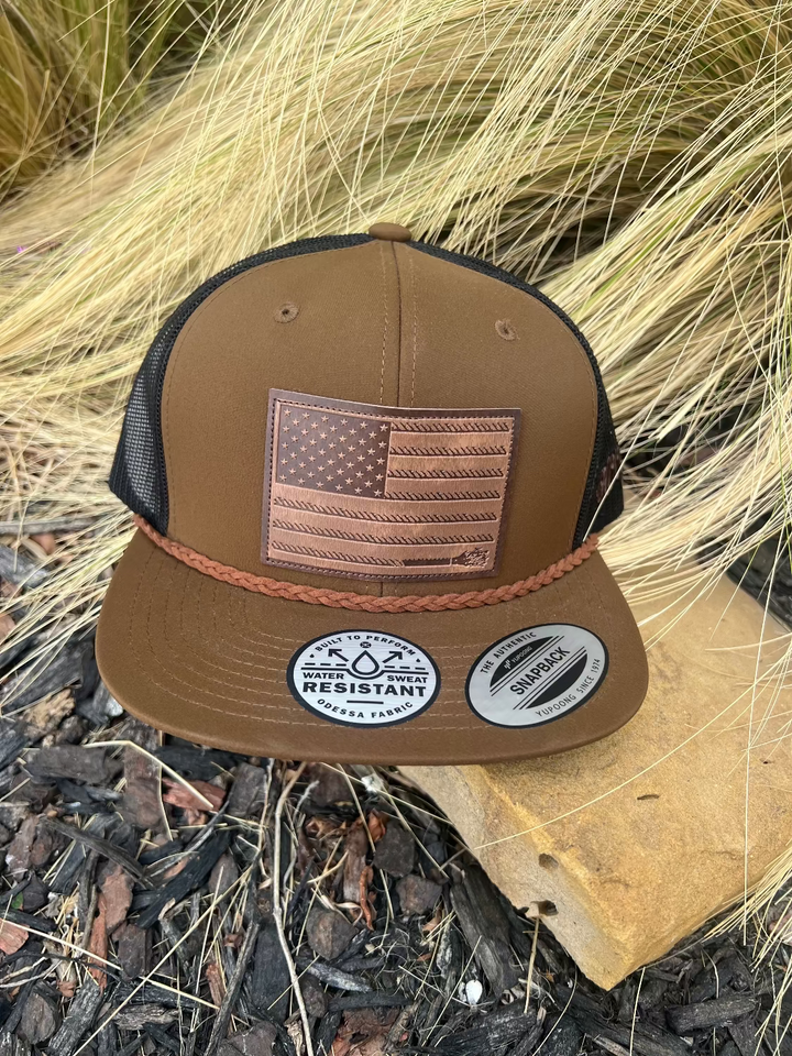 Liberty Roper Brown Leather Patch Cap by Hooey