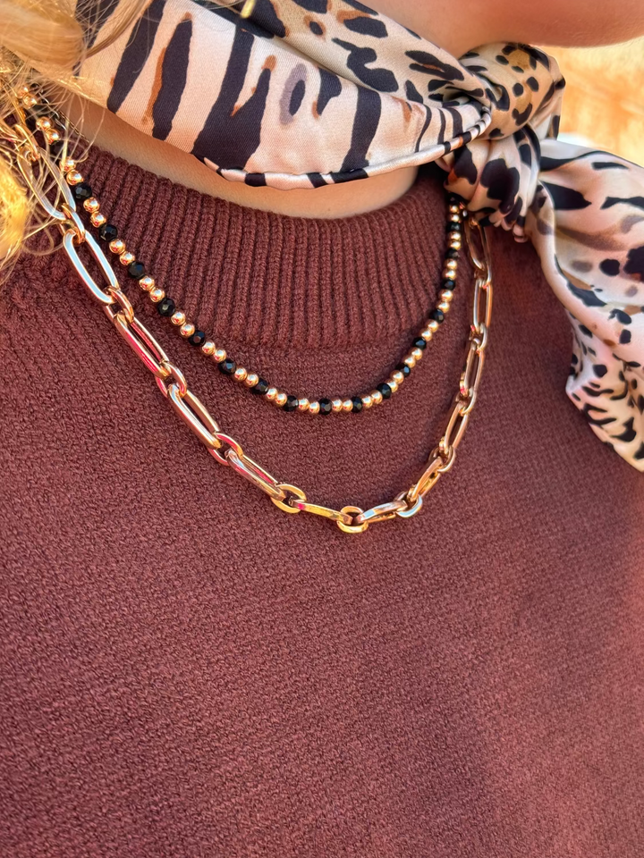 Gracie Black & Gold Chain Necklace