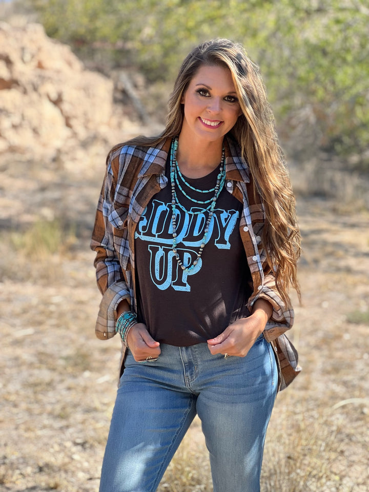 Giddy Up Brown Tee by Texas True Threads