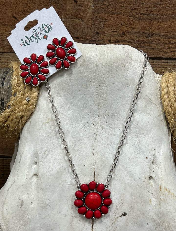 London Red Flower Necklace
