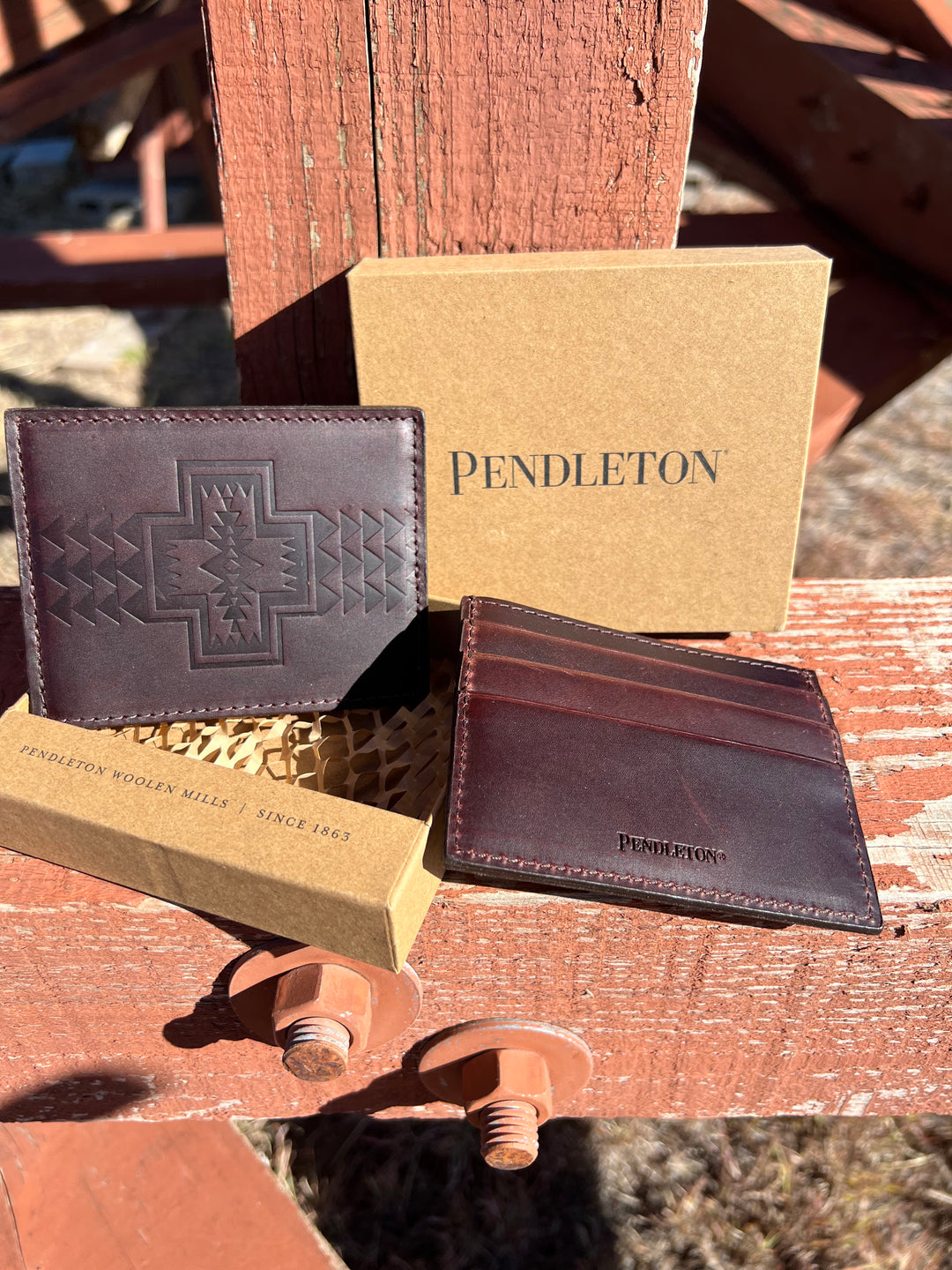 Slim Brown Leather Wallet by Pendleton