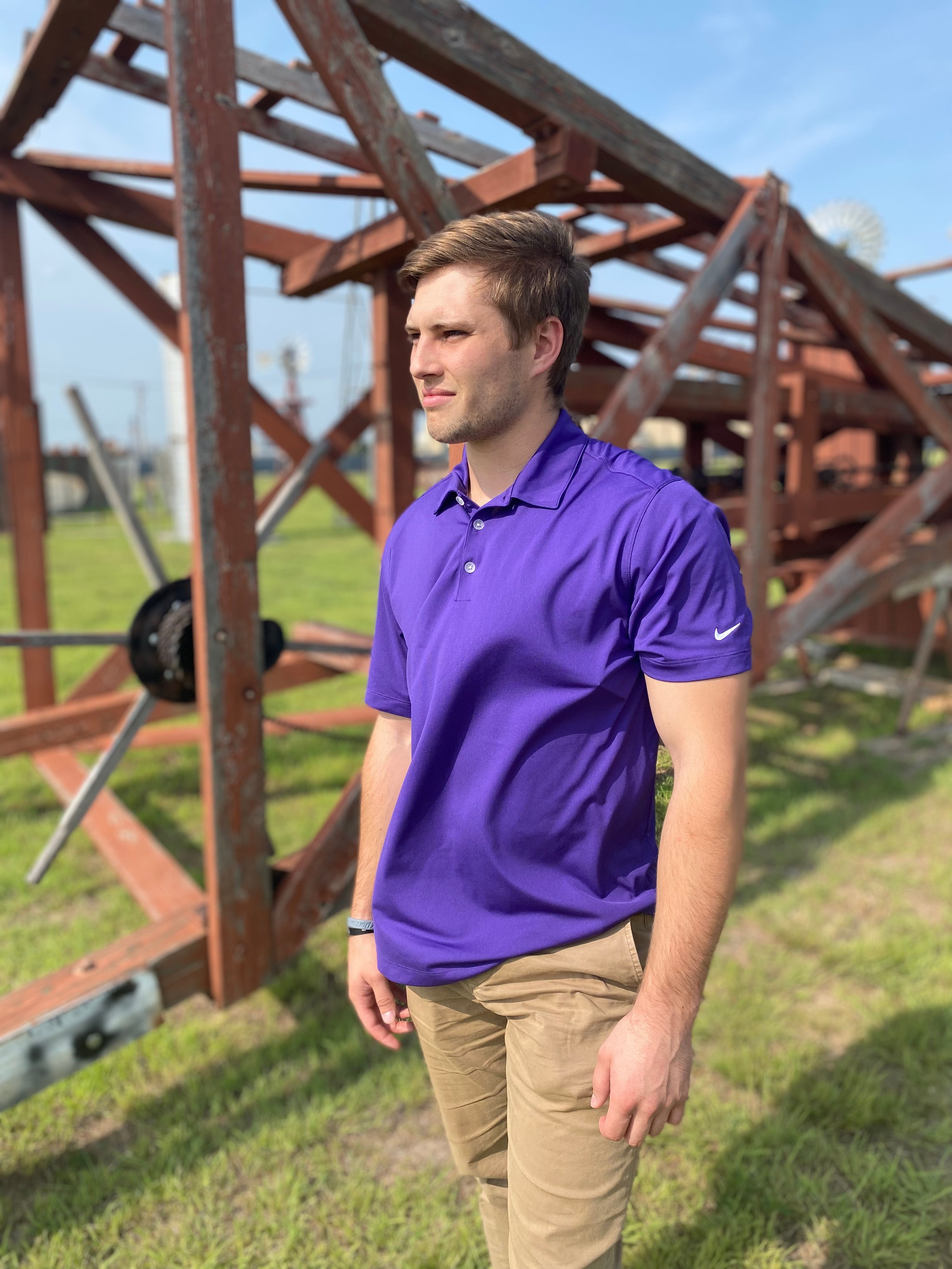 Purple dri fit on sale polo