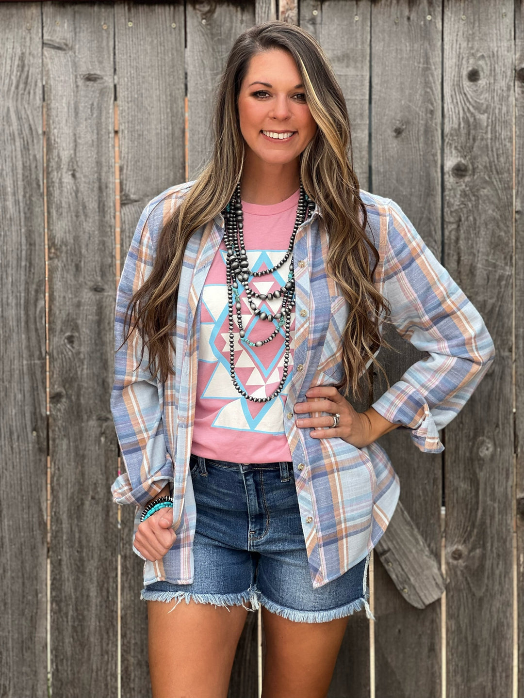 Ginger Pink Aztec Graphic Tee by Texas True Threads