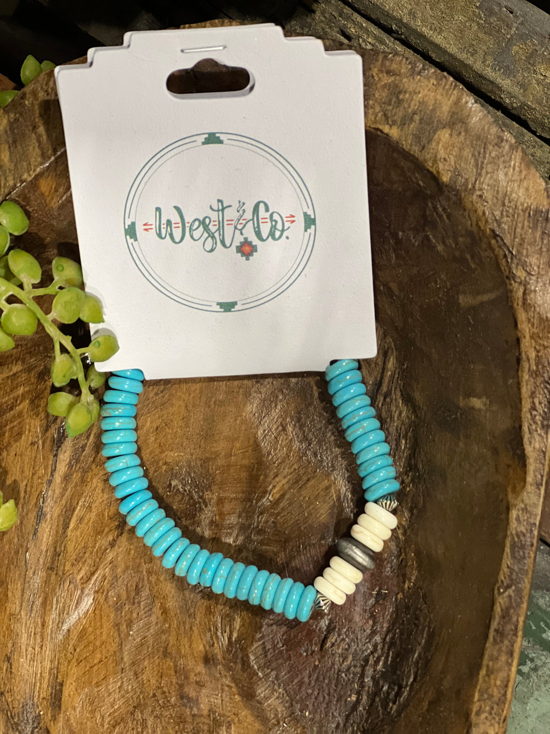 Turquoise Bracelet with White Beads