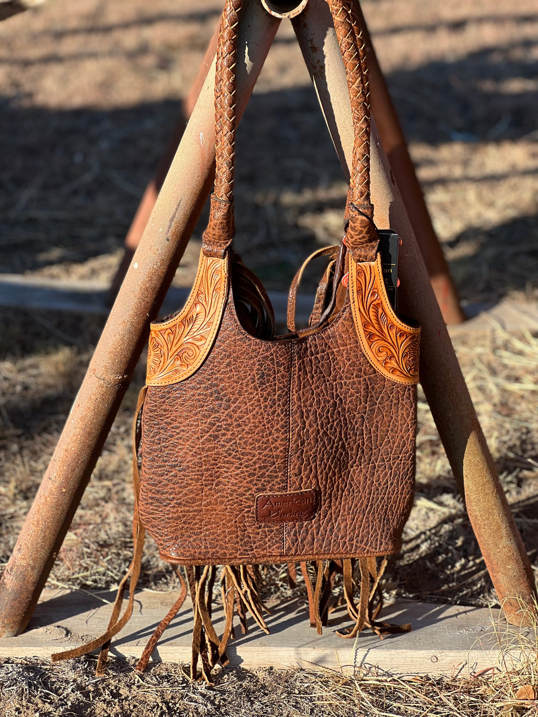 Brown Long Fringe Leather Purse