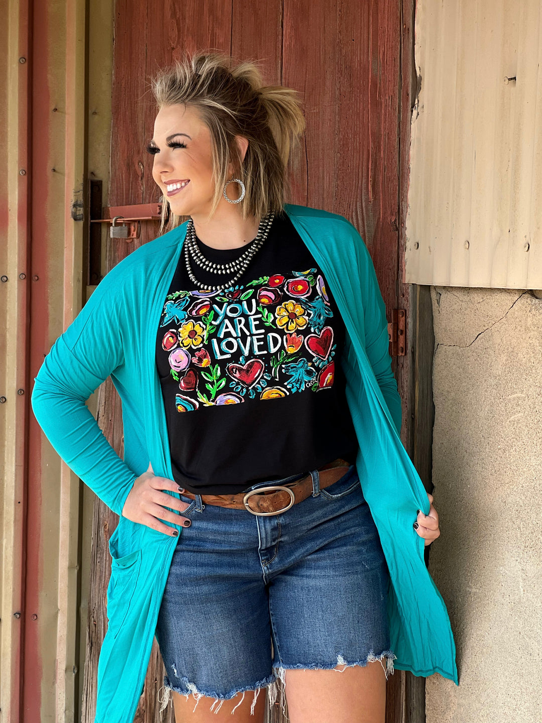 Laken Turquoise Cardigan by Texas True Threads