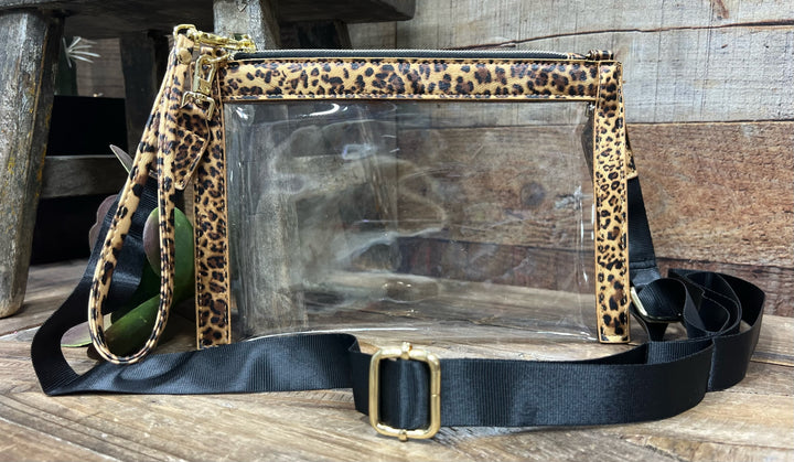 Samantha Cheetah Print Clear Convertible Crossbody Purse